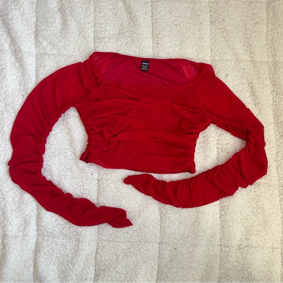 SHEIN Red Crop Top with Mesh - Picture 3 of 12